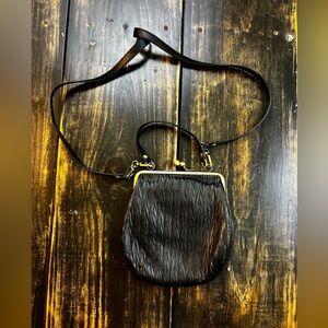 HOBO Alba Black Leather Kiss Lock Crossbody Bag